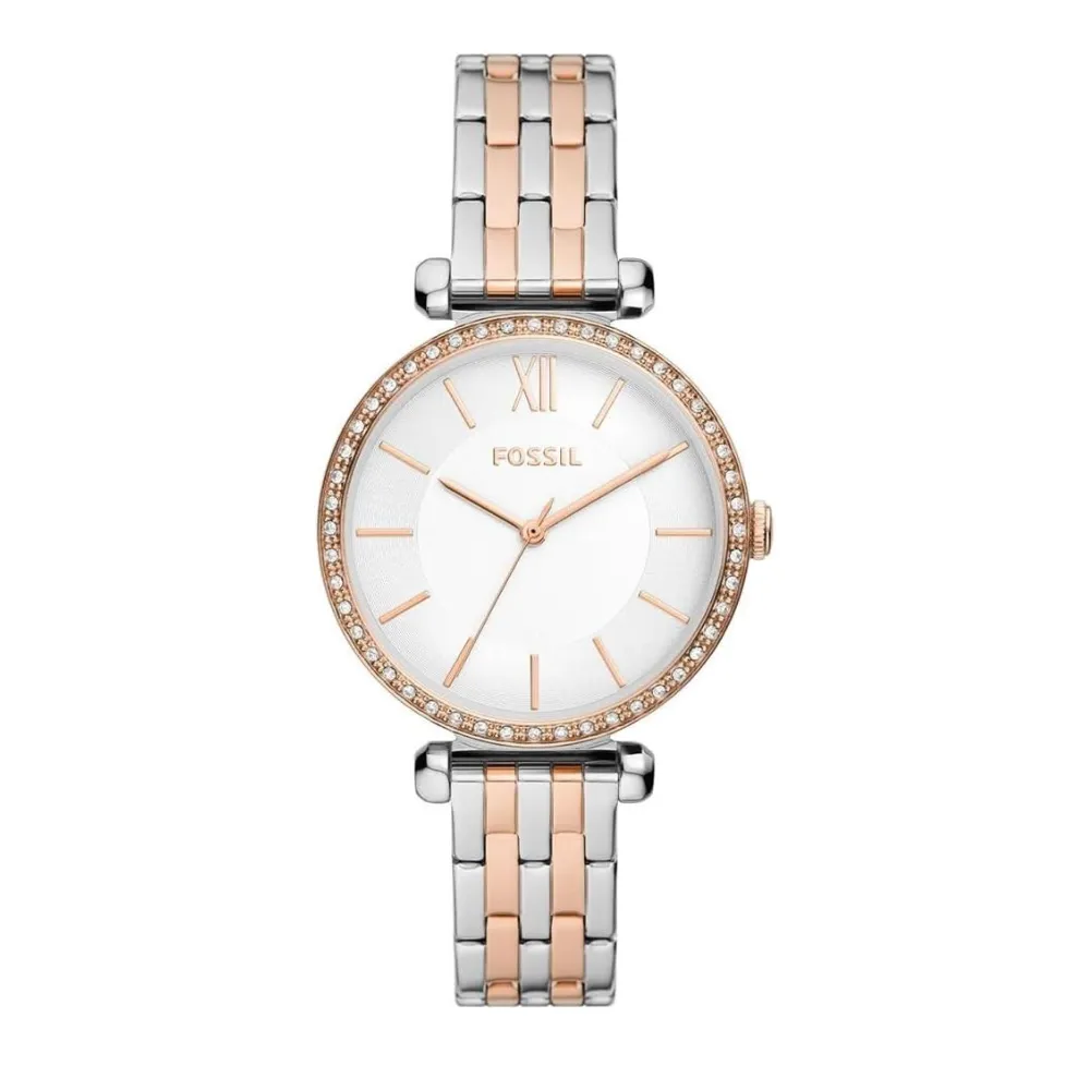 Fossil Tillie Women's Analog Watch 36mm Stainless Steel Case White Dial Quartz Movement 14mm Stainless Steel Bracelet 50m Water Resistance Rose Gold BQ3901