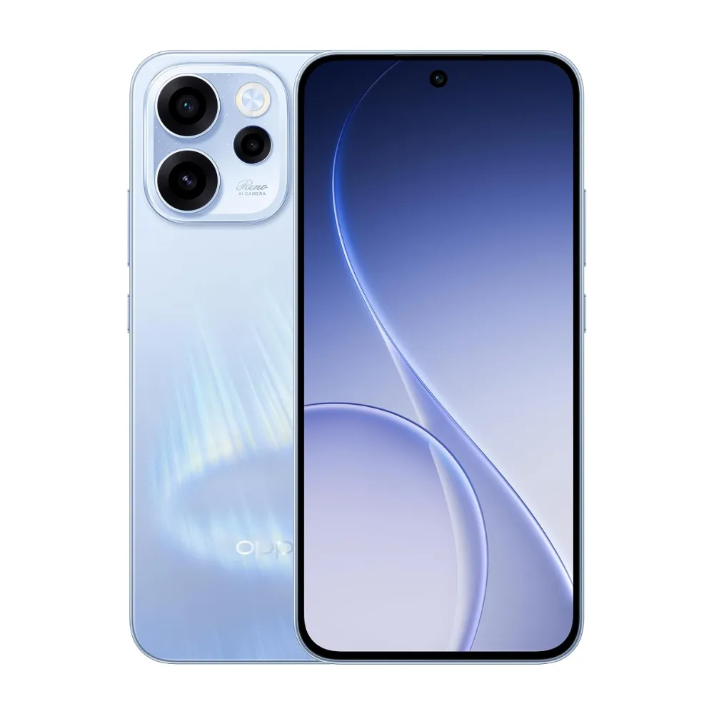 OPPO Reno15 F 5G Smartphone 512GB Storage 12GB RAM AMOLED Display 50MP AI Camera 50MP Selfie Camera 7000mAh Battery Android 16 Dual SIM Middle East Version Aurora Blue Reno 15F