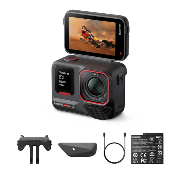 Insta360 ACE PRO 2 | Dual Battery Bundle | Action Camera, Co-Engineered with Leica, 8K AI-Powered Ultra HD, Advanced Stabilization, Waterproof Design, Compact and Rugged Design– ACEPRO208 Black