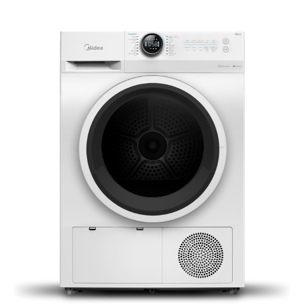 Midea 8KG Smart Front Load Condenser Dryer With Lunar Dial, 14 Wash Programs, Inverter Motor & Wrinkle Prevent, Sensor Dryer, Stronger Sanitization, Anti Crease & Quick Dry MD200C80W/W-GCC White