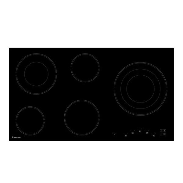Ariston Built In Electric Vitro Ceramic Hob 90 cm 5 Cooking Zones Black HR9020B Black Glass