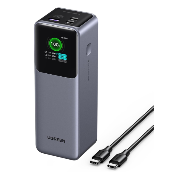 Ugreen 25000mAh Power Bank, 200W Output, Laptop Charger, Smart Display – Grey, 35525