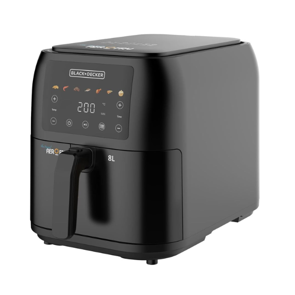 BLACK+DECKER  1700W Air Fryer - 8L Capacity, Digital Touch Control, 7 Preset Functions, Adjustable Temp Timer, Rapid Air Convection, Shake Alert, Removable Crisper Plate - SAF80-B5 8 L 1700 W SAF80-B5 black