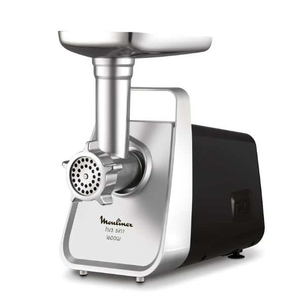 Moulinex HV3 5IN1 MEAT MINCERS Versatile 3 grids Metal tray carrying handle rubber feet  1.9 kg 1600 kW ME308827 Silver