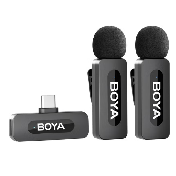 BOYA BY-V20 Wireless Lavalier Microphone for USB-C Interface Device,Noise Noise-cancelling Mini Condenser for Video Audio Recording