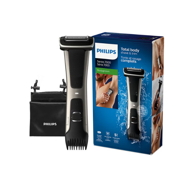 Philips Bodygroom BG7025/13,Showerproof Groin & Body Trimmer,Body Shaver, 5-Length Adjustable Comb,80min Cordless, Skin Protection Black