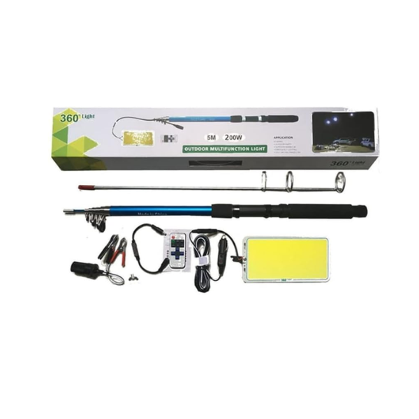 360° LED Camping Lantern Light – Multifunction Outdoor Fishing Rod Lamp with 5M Strip and Remote, ‎FR-04