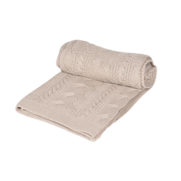 Qalara Knitted Taupe Cotton Throw