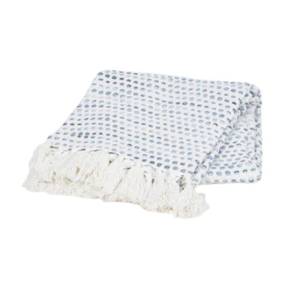 Qalara Blue Dots Cotton Throw