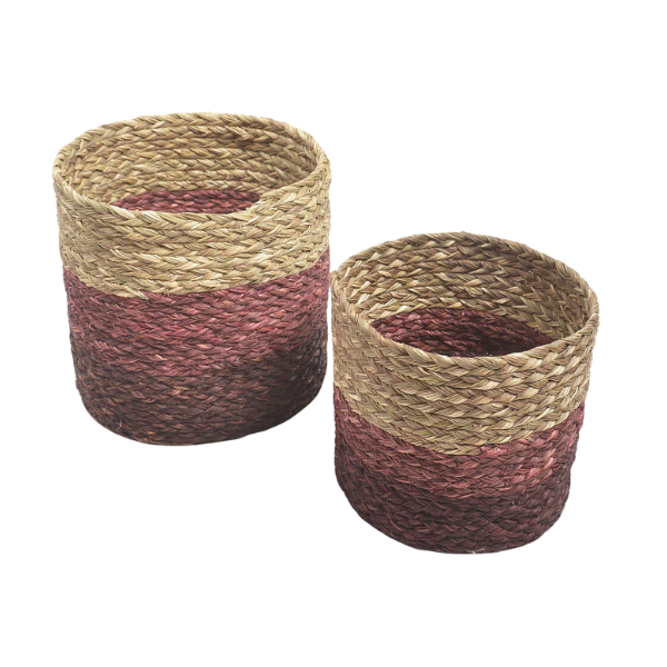 Qalara Earthy Sabai Grass Handwoven Planters -Set of 2