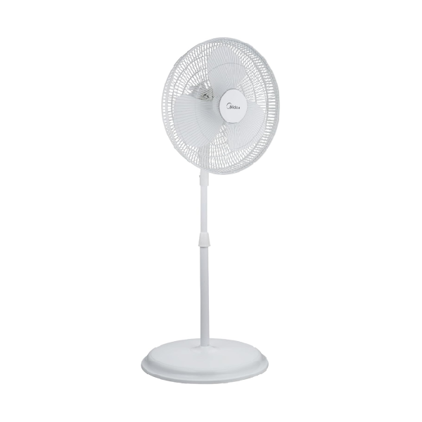Midea Pedestal Stand Fan, 16 inch, Oscillation Directions, 3 Speed Levels & Adjustable Height, 3 Leaf Blade with 7.5 Hours Timer, 40 Watts, Best for Home & Office 40 W MFS-160M0BPW White