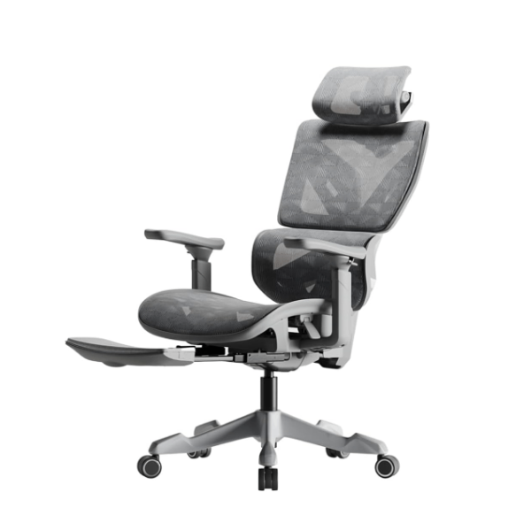 Afterwork Xyrion Super Ergonomic Gaming Chair with Footrest - 3D Adjustable Headrest, Adaptive Backrest, 4-Position Tilt Lock, Breathable Mesh, and Silent Castors - Grey & Silver Xyrion-White Afterwork Xyrion Super Ergonomic Gaming Chair with Footrest - 3D Adjustable Headrest, Adaptive Backrest, 4-Position Tilt Lock, Breathable Mesh, and Silent Castors - Grey & Silver Xyrion-White