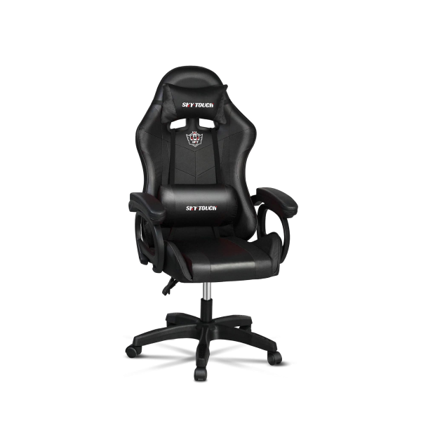 Sky Touch Gaming Chair Adjustable Computer Chair Pc Office Pu Leather High Back, Ergonomic design Lumbar Support,Comfortable Armrest Headrest Black GT-1234
