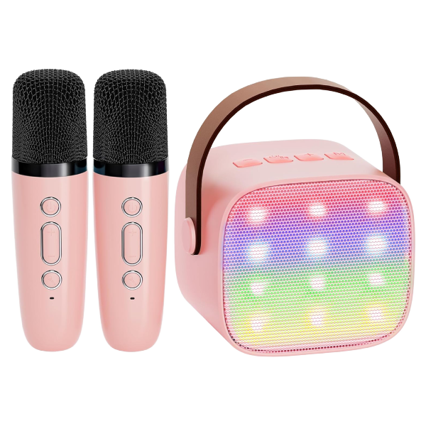 YLL Mini Karaoke Machine for Kids Adults, Portable Bluetooth Speaker with 2 Wireless Microphones - MULTICOLOR, K1-L