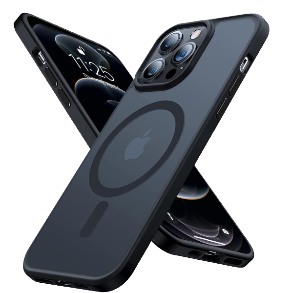 INFOSUN iPhone 12 Pro Max Case Cover Compatible with Magsafe Magnetic Designed Shockproof Case Translucent Matte Protective Cover Back Hard Cases with Magnet for iPhone 12 Pro Max Case Black