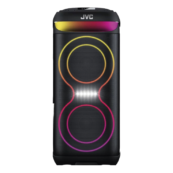 JVC XS-N4213PB Portable Bluetooth Party Speaker with 1200W PMPO Output, 3-Hour Battery Backup, Built-in Sound Sensitive LED Lights, and Portable Microphone
