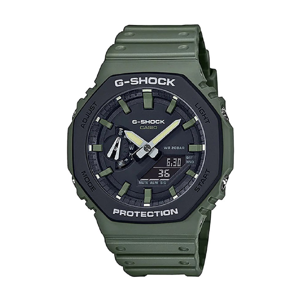 G-SHOCK Octagon Shape Resin Band Analog & Digital Wrist Watch 49 mm - Green - GA-2110SU-3ADR