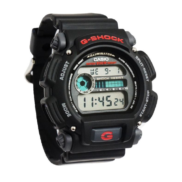 G-SHOCK Mens Round Shape Rubber Strap Digital Wrist Watch 49 mm - Black - DW-9052-1VDR