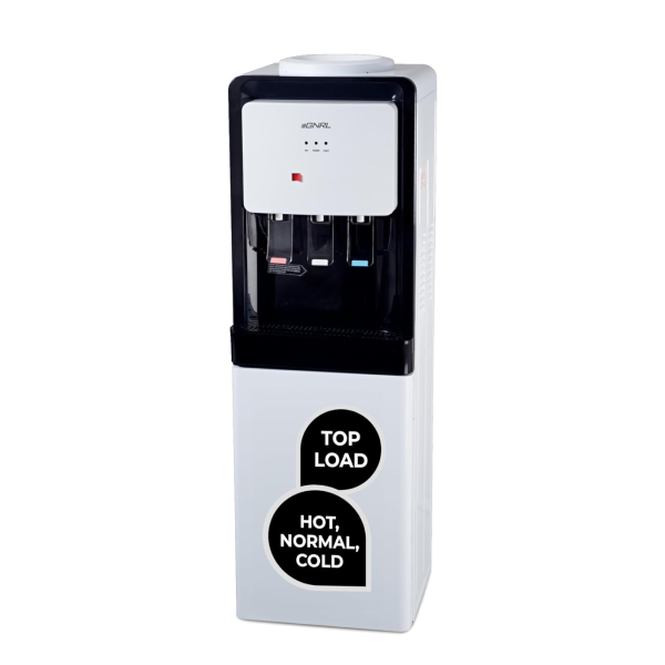 EGNRL 3-TAPS Water Dispenser Top Loading Equipped with Hot Cold And Ambient Temperature Storage Cabinet Child Safety Lock Best for Home Kitchen & Office White EGWD1715,